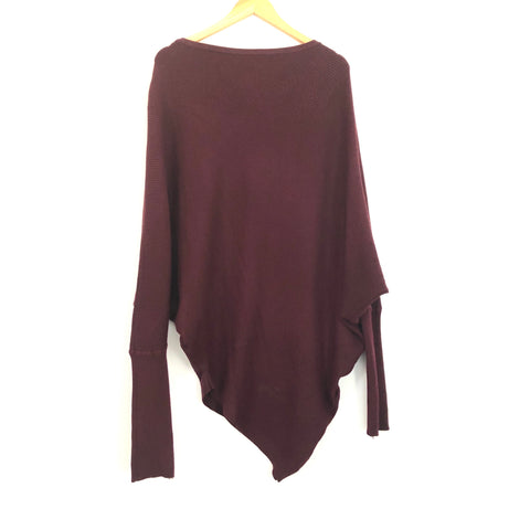 Vici Wine Ribbed Dolman Sweater with Cinched Waist- Size S