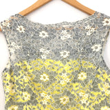 Maggy London Yellow Lace Boat Neck Dress with Exposed Zipper- Size 4