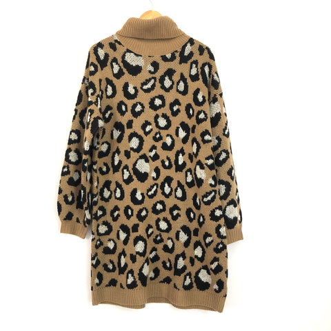 Vestique Leopard Turtleneck Sweater Dress NWT- Size S