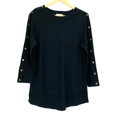 Joseph A Black Sweater with Faux Gold Buttons- Size S
