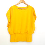 Joseph A Yellow Sheer Dolman Sleeve with Waist Band Blouse- Size S