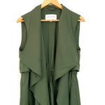 Cupcakes and Cashmere Olive Waterfall Vest with Drawstring Waist- Size S