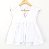 Goodnight Macaroon White Ruffle Sleeve Tie Back Top- Size S