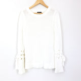 Kaari Blue Open Knit Sweater with Tie Sleeves- Size S