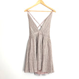 Luxxel Gold Shimmer Deep V Dress- Size S