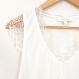 Love & Piece White Lace V Neck Top- Size S