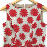 Muse Red Floral Embroidered with Sheer Overlay Dress- Size 4