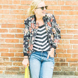 Denim & Supply Ralph Lauren Floral Zipper Jacket- Size XS