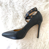 Cynthia Rowley Black Leather Ankle Strap Studded Heel- Size 10