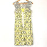 Maggy London Yellow Lace Boat Neck Dress with Exposed Zipper- Size 4