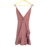Blue Blush Pink Shimmer Deep V Ruffle Front Dress- Size S
