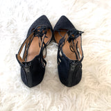 Mossimo Black Lace Up Flats with Back Zipper- Size 9.5