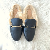 A New Day Black Faux Fur Mules- Size 9.5