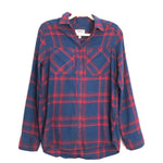 Express Red/Blue Plaid Pocket Button Up Boyfriend Shirt- Size S