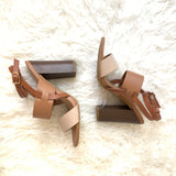 Bamboo Tan Block Heels- Size 5.5