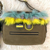 Fossil Olive Leather Crossbody Bag with Fur Details (Brand New)