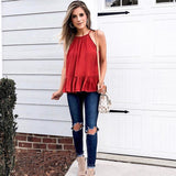 Asos Rust Back V and Tie Peplum Top- Size 4