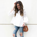 Chicwish White Crochet Top with Bell Sleeves- Size ~S (see notes)